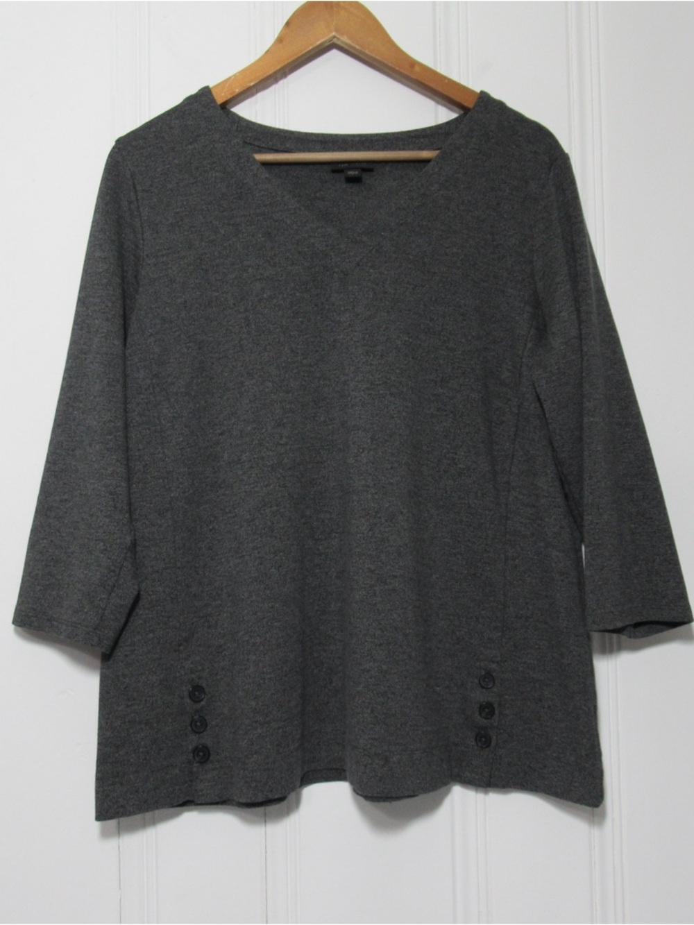 J. Jill Wearever Collection Gray 3/4 Sleeve V Neck Top Size Large